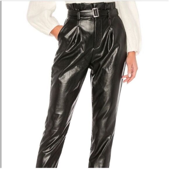 Majorelle Christopher Belted Paperbag Pants Womens Black Size Small - Picture 2 of 8